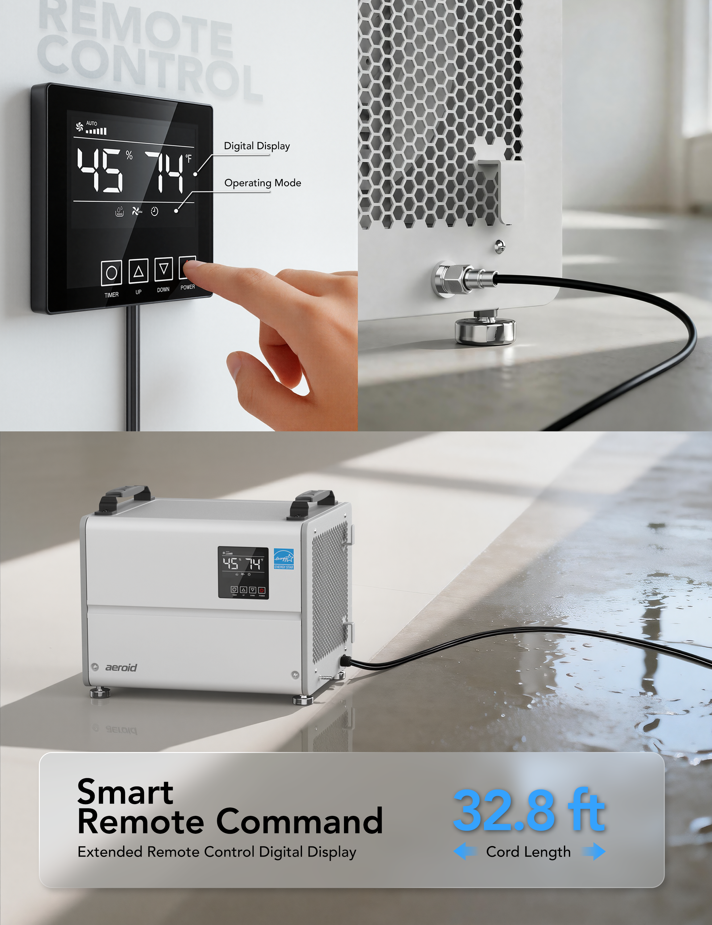 Aeroid 70 Pints Crawl Space Dehumidifier with Built-in Pump and Drain Hose, Energy Star Certified