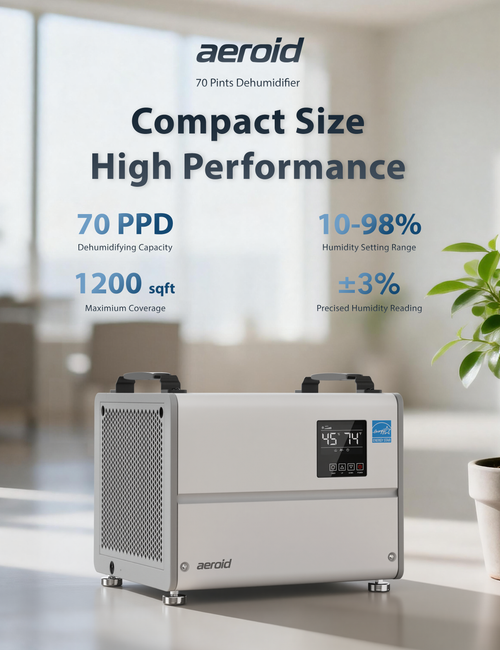 Aeroid 70 Pints Crawl Space Dehumidifier with Built-in Pump and Drain Hose, Energy Star Certified