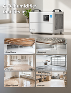 Aeroid 70 Pints Crawl Space Dehumidifier with Built-in Pump and Drain Hose, Energy Star Certified